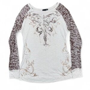 Y2K grunge abstract floral long sleeve top